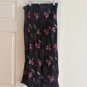 Madewell Black Midi Skirt with Floral Design